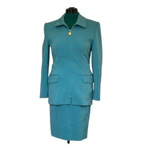 Louis Feraud Elegant Blue Skirt Suit Size 8